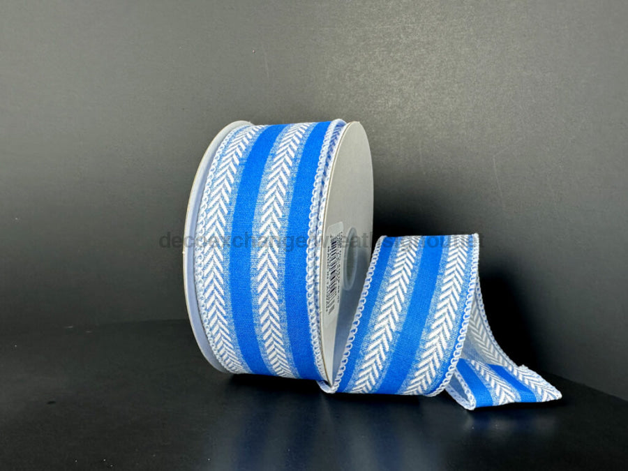 Blue-Wht Irid Herringbone Stripes 1.5’’X10Y 41519-09-05 Ribbon