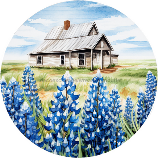 Bluebonnets Door Hanger, DCO-00855-DH, Sign For Wreath, 18" Round Door Hanger - DecoExchange®