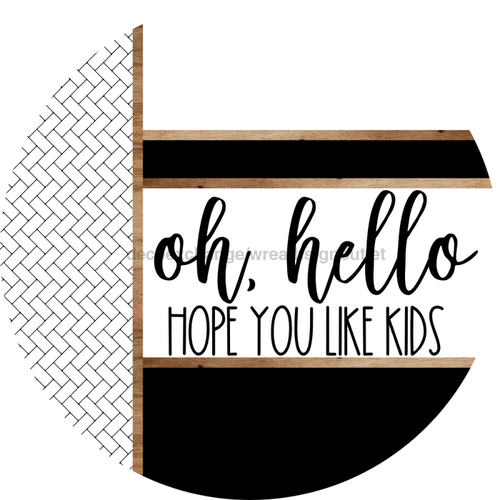 Boho Door Hanger, Hello Like Kids Door Hanger, DCO-01863-DH, 18" Round Wood