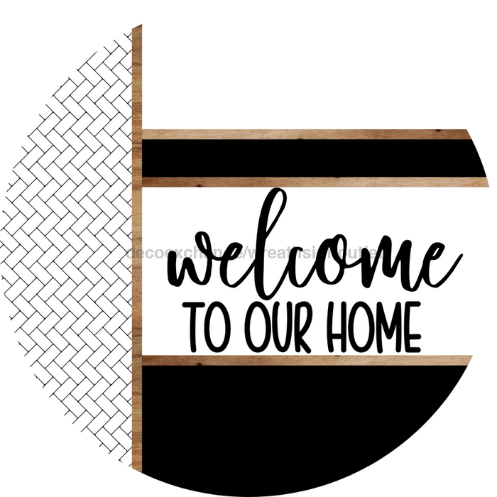 Boho Door Hanger, Welcome To Our Home Door Hanger, DCO-01849-DH, 18" Round Wood