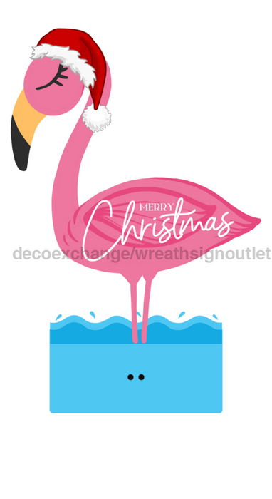 Bow Backer Christmas Flamingo Wood Sign Bb-W-0015 13 Wreath