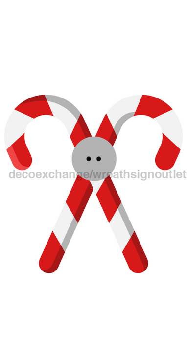 Double Candy Cane Bow Backer 20in Door Hanger - BB-W-0016-DH