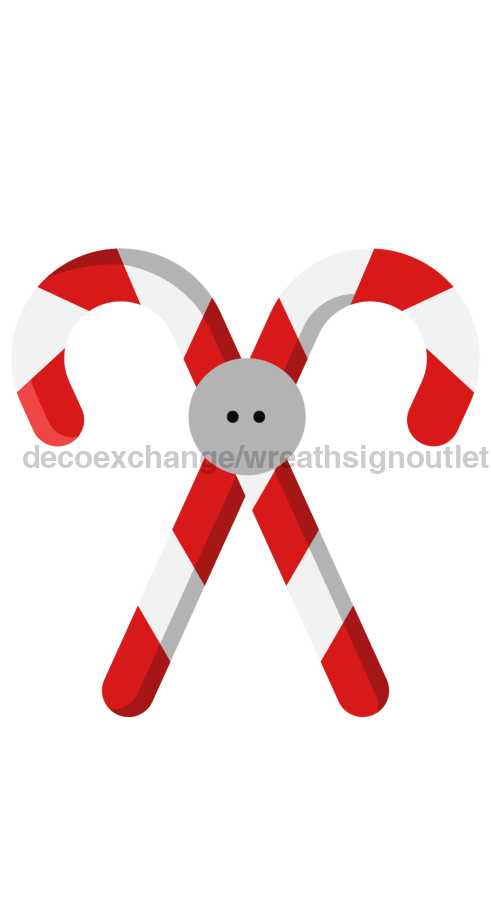 Double Candy Cane Bow Backer 20in Door Hanger - BB-W-0016-DH