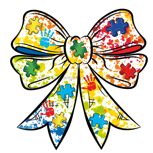 Bow Door Hanger Autism Coquette Bow wood sign DECOE-W-904787-DH 22’’ Door Hanger 22’’ Door Hanger