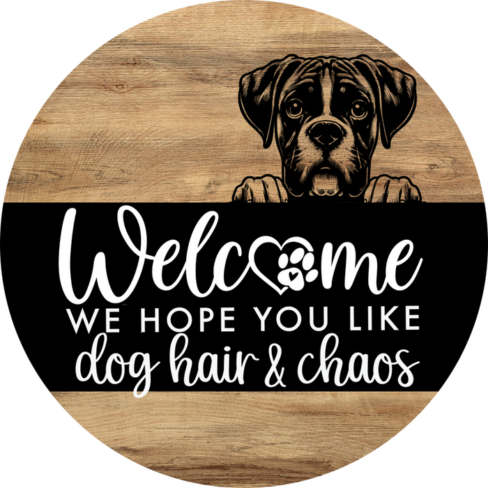 Dog Door Hanger, Hello Brought Treats Door Hanger, DCO-01975-DH, 18" Round Wood