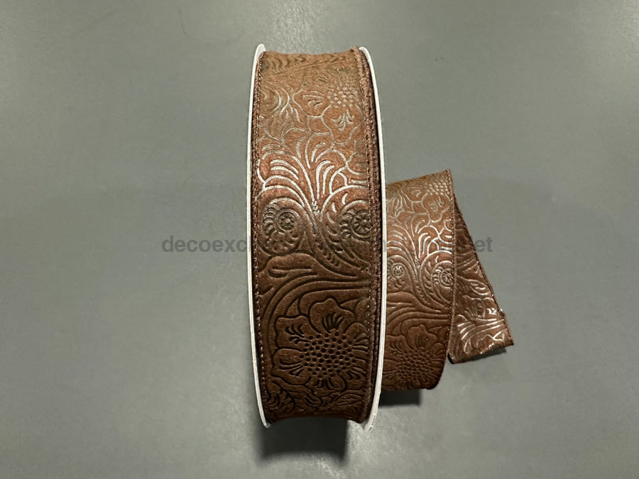 Brown Flower Embossed 1.5’X50Y 984209 - 38C Ribbon