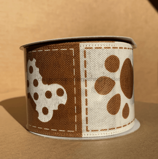 Brwn-Ivory Doggie Pawprnts-Bones, 2.5"X10Y 45009-40-38 - DecoExchange