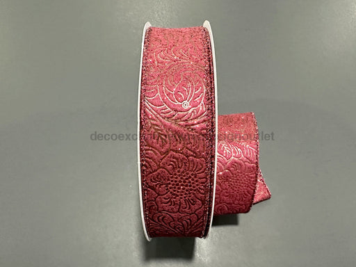 Burg Glittered Flwr Embossed 1.5’’X50Y 871-09-437 Ribbon