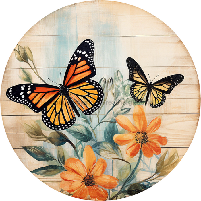 Butterfly Door Hanger, DCO-00848-DH, Sign For Wreath, 18" Round Door Hanger - DecoExchange®