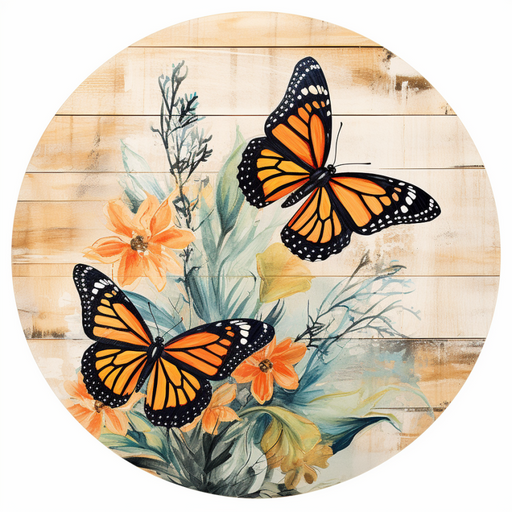 Butterfly Sign Floral Dco-00846 For Wreath 10 Round Metal