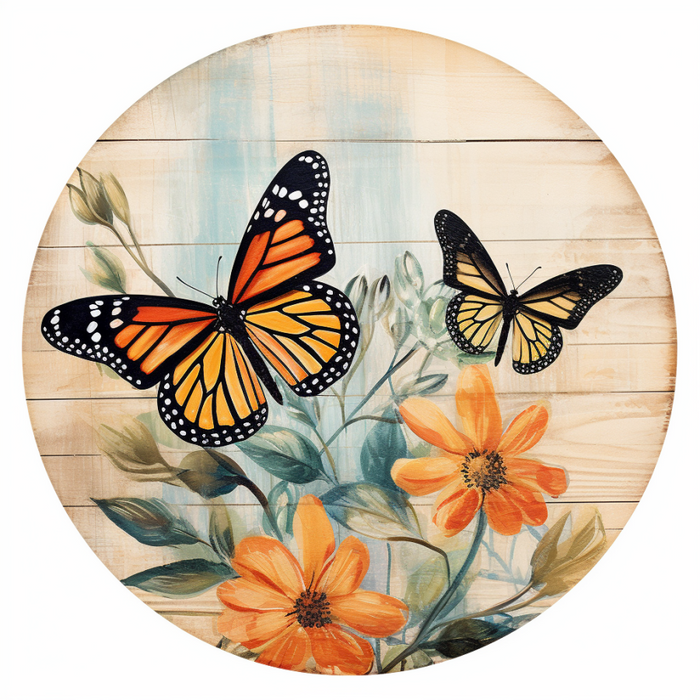 Butterfly Sign Floral Dco-00848 For Wreath 10 Round Metal