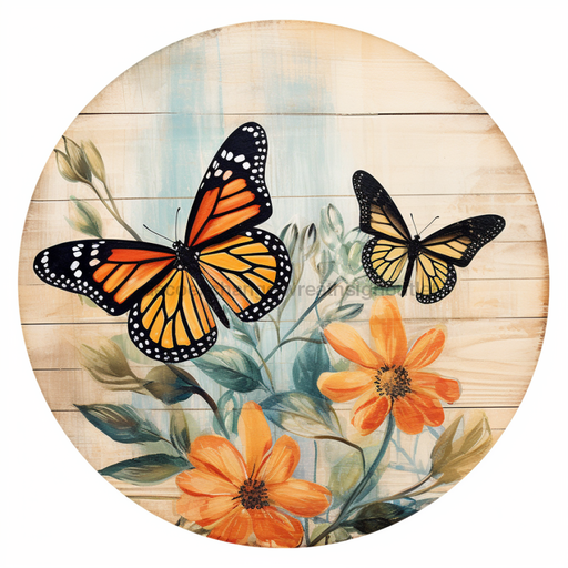 Butterfly Sign Floral Dco-00848 For Wreath 10 Round Metal