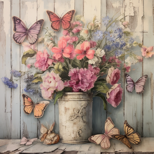 Butterfly Sign Pink Floral Dco-01007 For Wreath 10X10 Metal