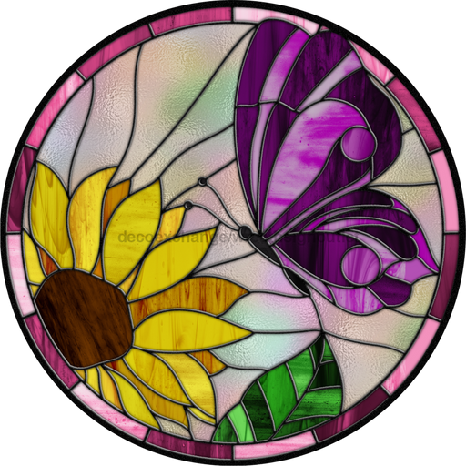 Butterfly Sign Stained Glass Decoe-4038-A Wreath 12’ Metal Round