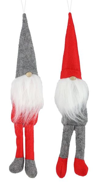 2 Asst 8"H FELT/FAUX Fur Gnome Ornaments Grey/Red/White XN4191