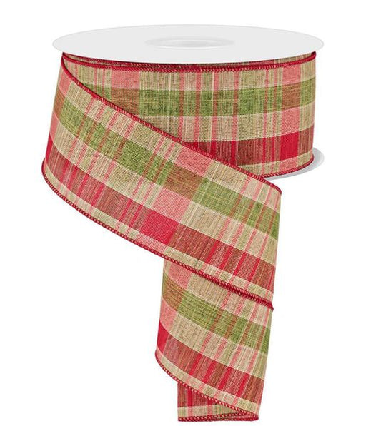 2.5"X50YD Woven CHECK/PLAID Moss/Cream/Burg RL3061