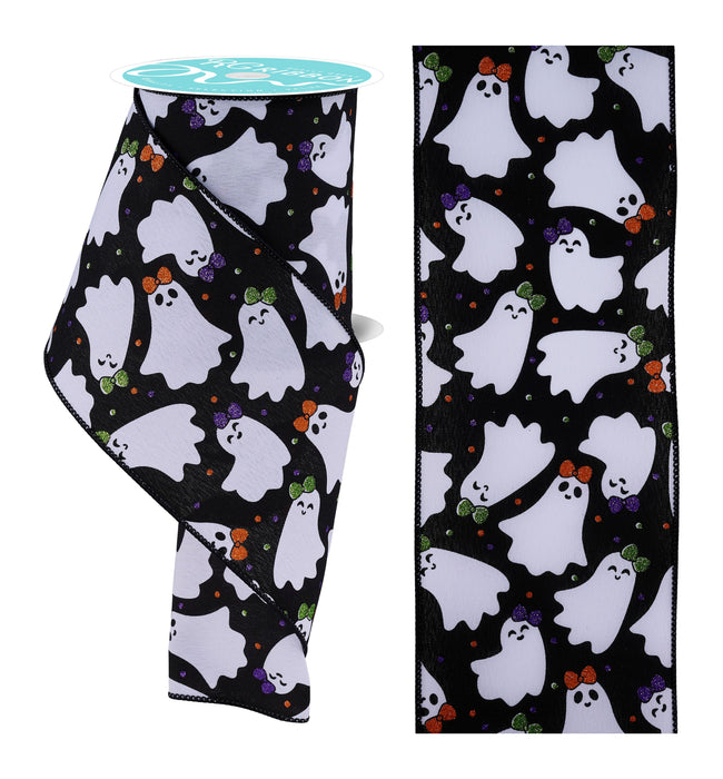4"X10Yd Ghosties W/Bows Black/Multi RGH135602 - DecoExchange®