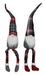 2 Asst 17.5"H Plaid Fabric Sitting Gnome Grey/Black/Dk Red/White XN4177