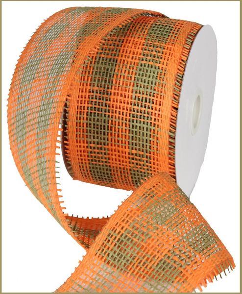 4"X20YD Woven Check Paper Mesh Orange/Moss Green RR700255