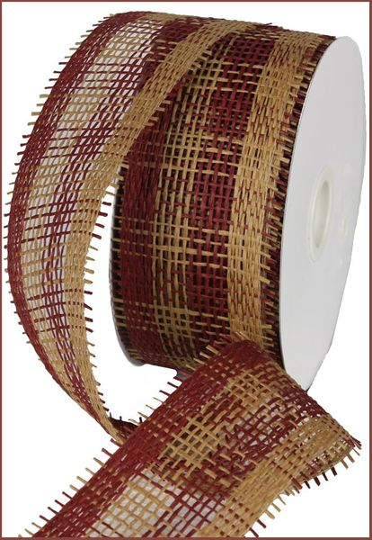 2.5"X20YD Woven Check Paper Mesh Burgundy/Natural RR600256