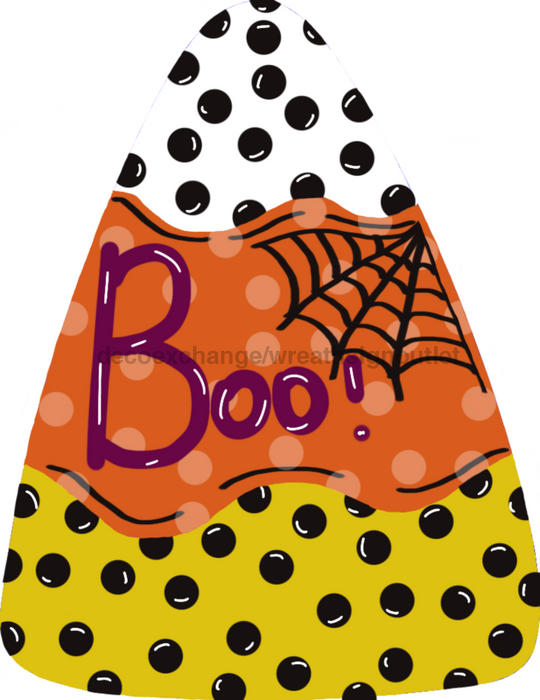 Candy Corn with Boo, wood sign, DECOE-W-004 - DecoExchange®