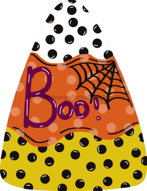 Candy Corn with Boo, wood sign, DECOE-W-004 - DecoExchange®