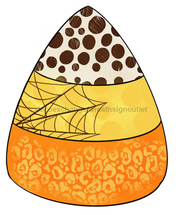 Candy Corn with Leopard Print, wood sign, DECOE-W-005 - DecoExchange®