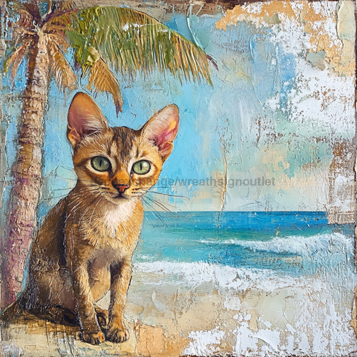 Cat Sign, DCO-13645, Sign For Wreath, 10x10" Metal Sign