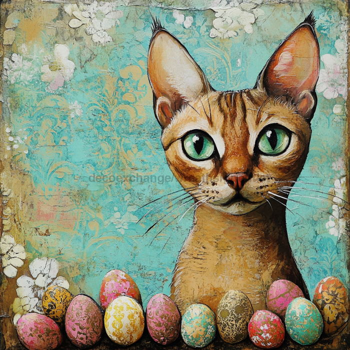 Cat Sign, DCO-13646, Sign For Wreath, 10x10" Metal Sign