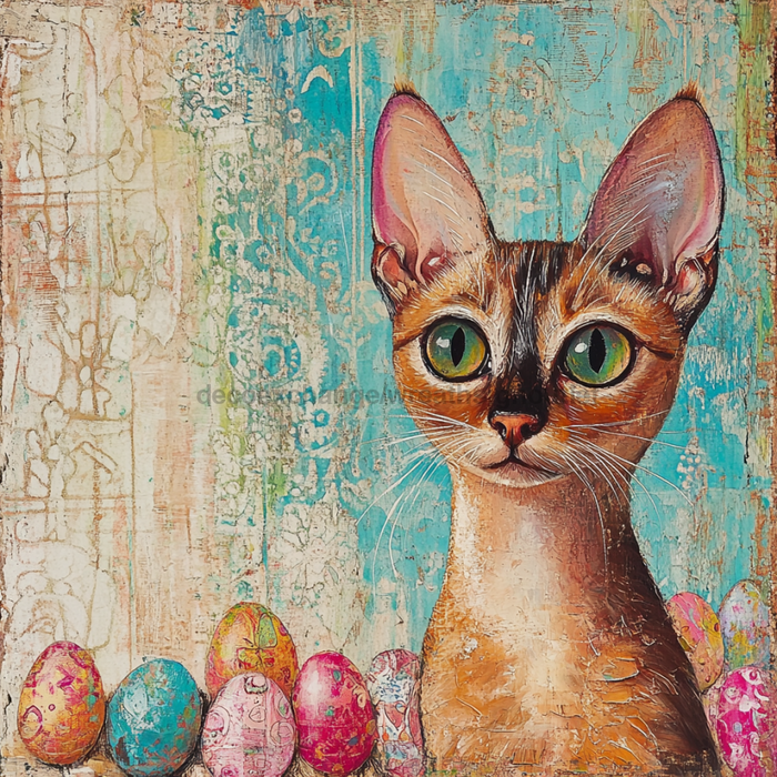 Cat Sign, DCO-13648, Sign For Wreath, 10x10" Metal Sign