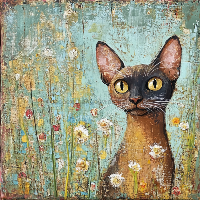 Cat Sign, DCO-13651, Sign For Wreath, 10x10" Metal Sign