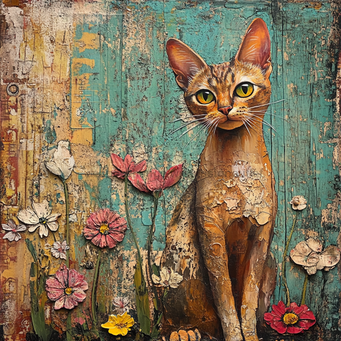 Cat Sign, DCO-13657, Sign For Wreath, 10x10" Metal Sign