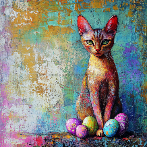 Cat Sign, DCO-13660, Sign For Wreath, 10x10" Metal Sign