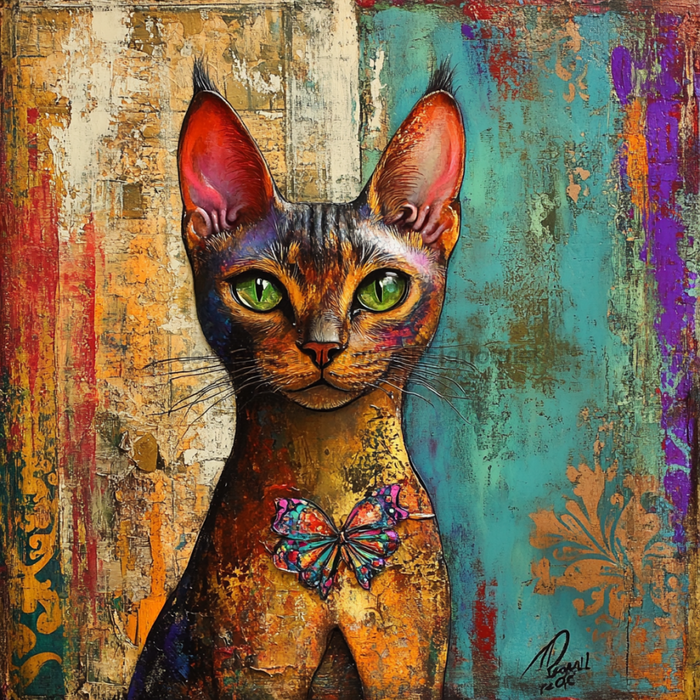 Cat Sign, DCO-13661, Sign For Wreath, 10x10" Metal Sign