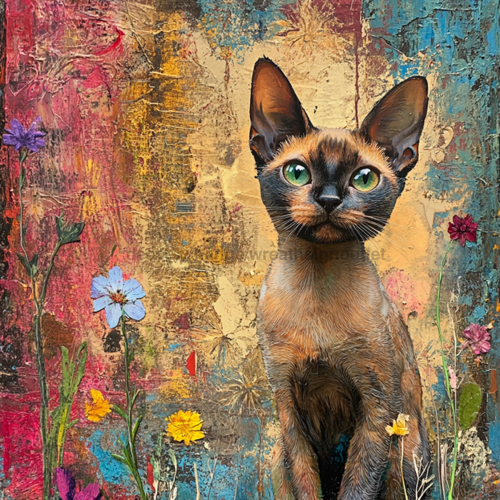 Cat Sign, DCO-13664, Sign For Wreath, 10x10" Metal Sign