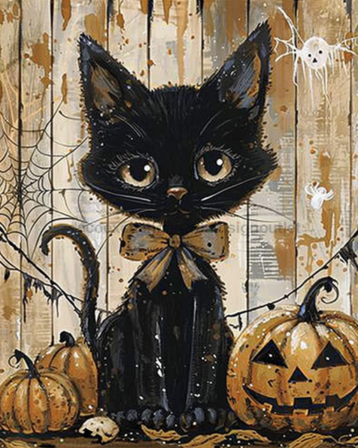 Cat Sign Halloween Dco-01676 For Wreath 8X10’ Metal