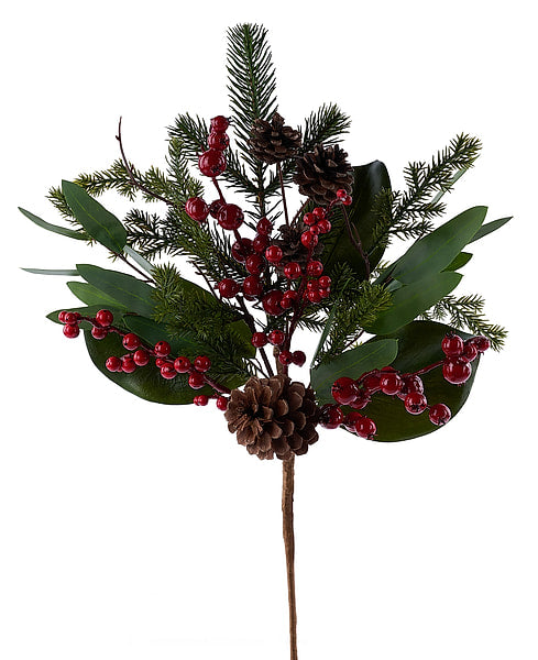 22"L Pine/Pinecone/Berry/Leaf Spray Green/Red XX2538