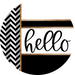 Chevron Door Hanger, Hello Door Hanger, DCO-01799-DH, 18" Round Wood