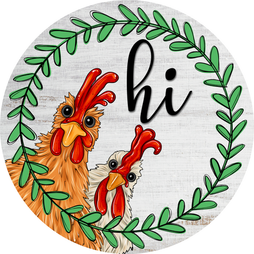 Chicken Door Hanger Funny Dco-01192-Dh 18 Round Wood
