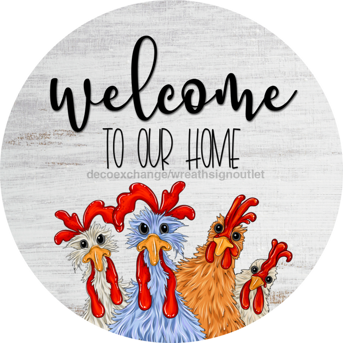 Chicken Door Hanger Funny Dco-01194-Dh 18 Round Wood
