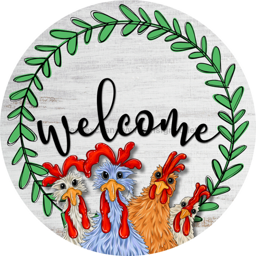 Chicken Door Hanger Funny Dco-01195-Dh 18 Round Wood