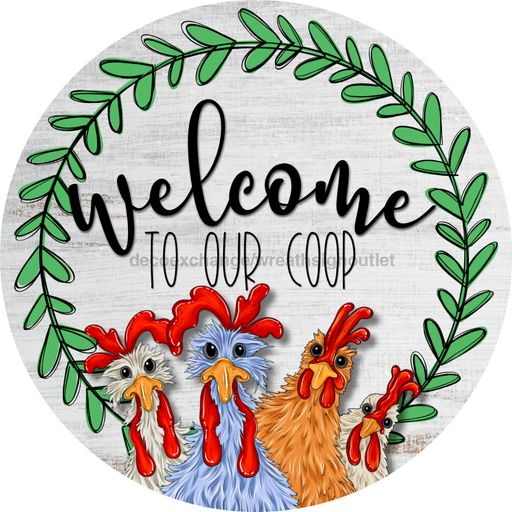Chicken Door Hanger Funny Dco-01196-Dh 18 Round Wood