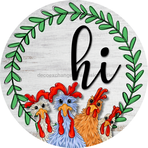 Chicken Door Hanger Funny Dco-01197-Dh 18 Round Wood