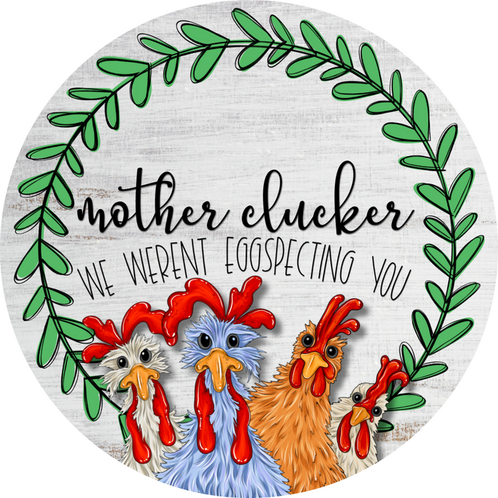 Chicken Door Hanger Funny Dco-01200-Dh 18 Round Wood