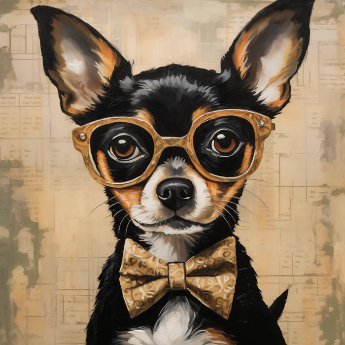 Chihuahua Dog With Glasses Sign Funny Animal Wall Art Dco - 01346 For Wreath 10X10’ Metal