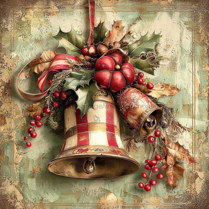 Christmas Bell Sign, DCO-102329, Sign For Wreath, 10x10in Metal Sign