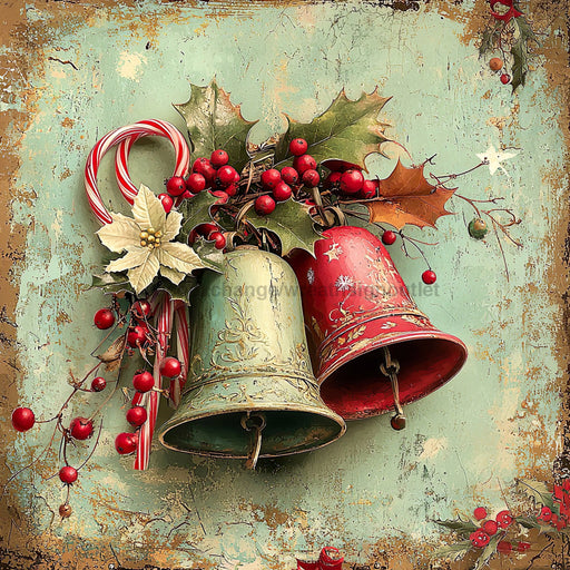 Christmas Bell Sign, DCO-102340, Sign For Wreath, 10x10in Metal Sign