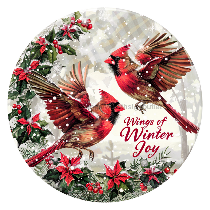 Christmas Cardinals, DCO-102644, Sign For Wreath, 10" Metal Sign
