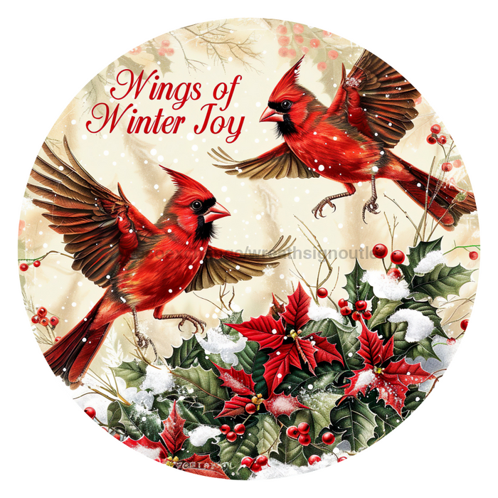 Christmas Cardinals, DCO-102646, Sign For Wreath, 10" Metal Sign