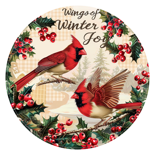 Christmas Cardinals, DCO-102647, Sign For Wreath, 10" Metal Sign